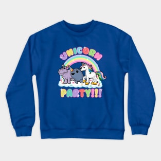 Unicorn Party Narwhal Hippopotamus Hippo Crewneck Sweatshirt